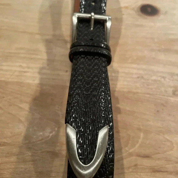 NWOT Trafalgar Unisex leather/black/silver belt Made in USA Men’s 32 - Picture 6 of 11